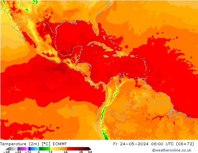 Temperatura (2m) ECMWF ven 24.05.2024 06 UTC