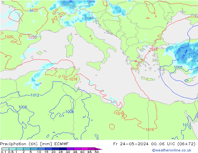 Z500/Regen(+SLP)/Z850 ECMWF vr 24.05.2024 06 UTC