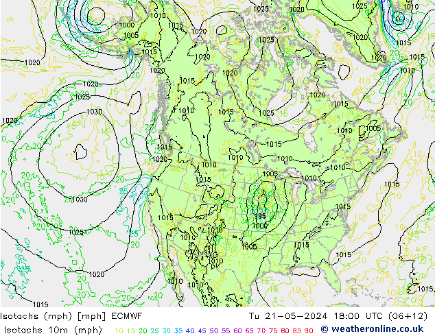 Isotaca (mph) ECMWF mar 21.05.2024 18 UTC