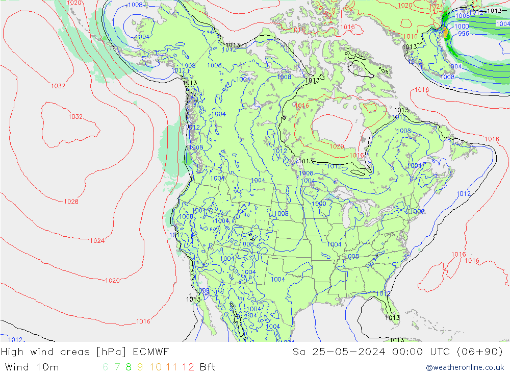 yüksek rüzgarlı alanlar ECMWF Cts 25.05.2024 00 UTC