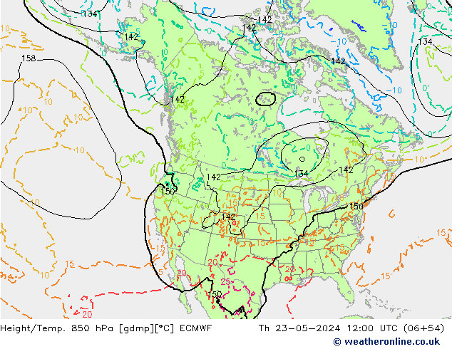 Z500/Rain (+SLP)/Z850 ECMWF jue 23.05.2024 12 UTC