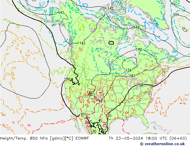 Z500/Yağmur (+YB)/Z850 ECMWF Per 23.05.2024 18 UTC