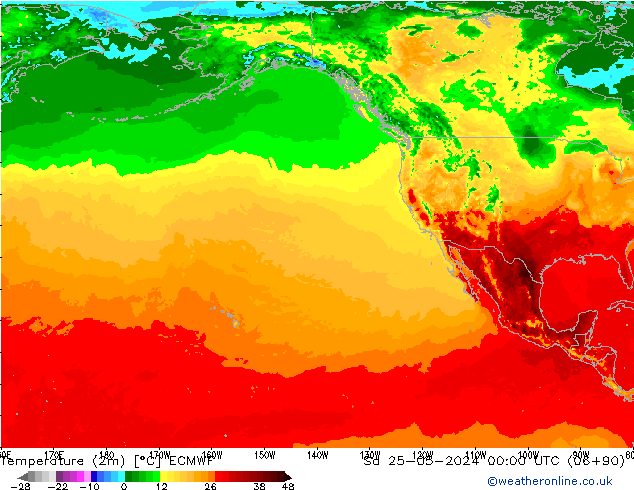 Temperatura (2m) ECMWF sab 25.05.2024 00 UTC