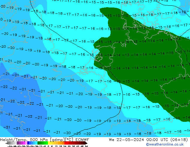 Z500/Rain (+SLP)/Z850 ECMWF St 22.05.2024 00 UTC