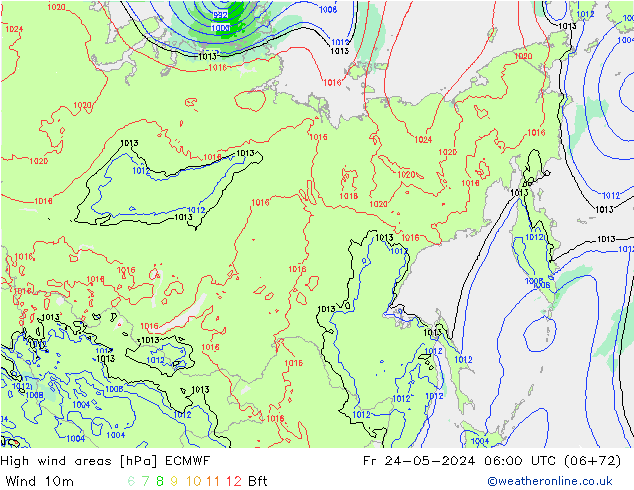 High wind areas ECMWF Fr 24.05.2024 06 UTC