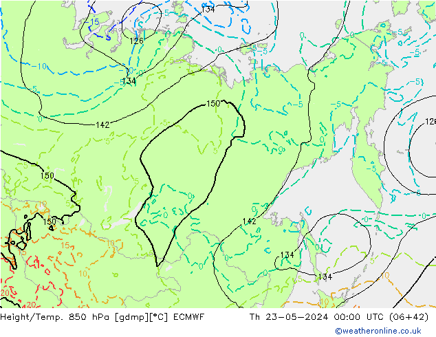 Z500/Rain (+SLP)/Z850 ECMWF gio 23.05.2024 00 UTC