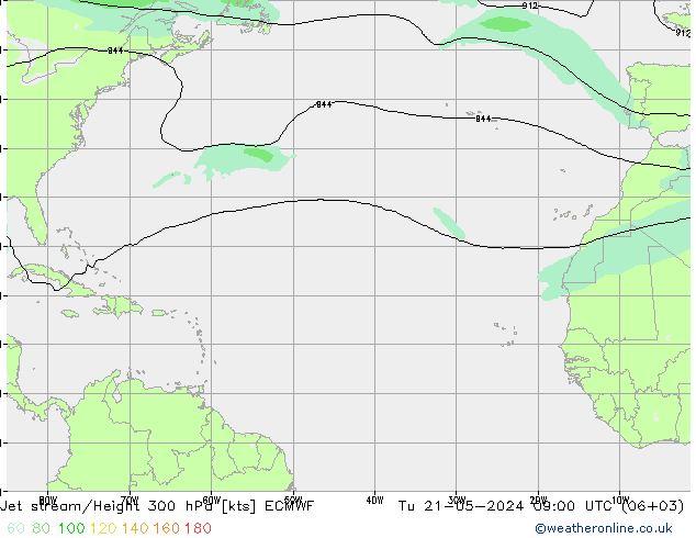 Corrente a getto ECMWF mar 21.05.2024 09 UTC