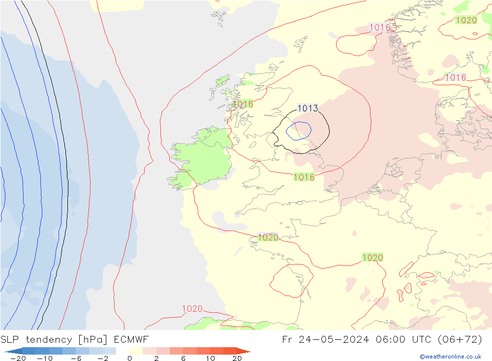 SLP tendency ECMWF Fr 24.05.2024 06 UTC