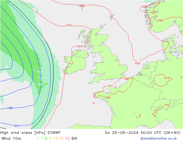 High wind areas ECMWF sam 25.05.2024 00 UTC