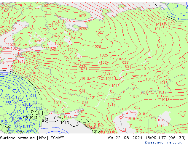 приземное давление ECMWF ср 22.05.2024 15 UTC