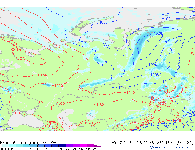 Neerslag ECMWF wo 22.05.2024 03 UTC