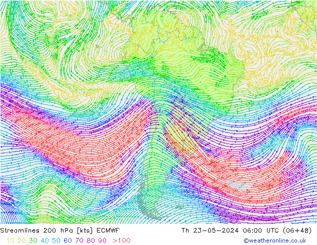 Rüzgar 200 hPa ECMWF Per 23.05.2024 06 UTC