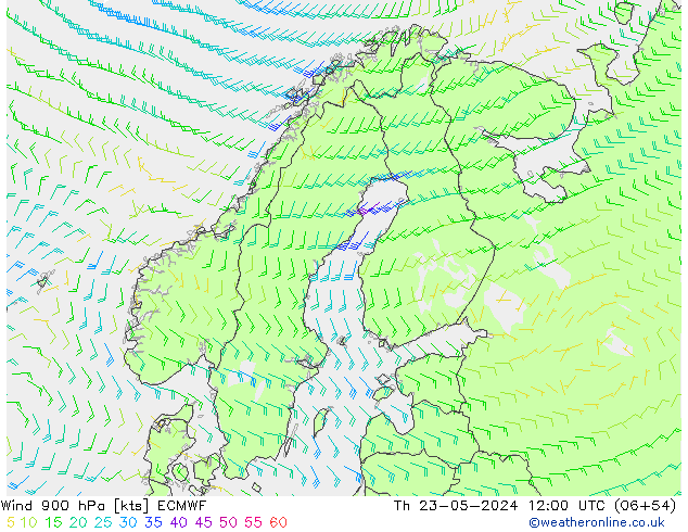 Rüzgar 900 hPa ECMWF Per 23.05.2024 12 UTC