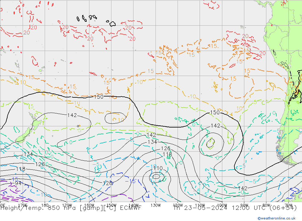 Z500/Yağmur (+YB)/Z850 ECMWF Per 23.05.2024 12 UTC