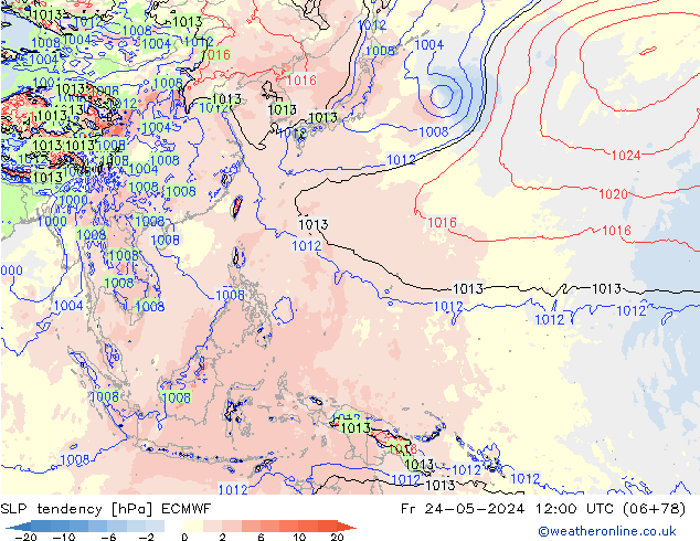 Drucktendenz ECMWF Fr 24.05.2024 12 UTC