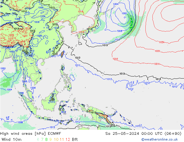 High wind areas ECMWF Sa 25.05.2024 00 UTC