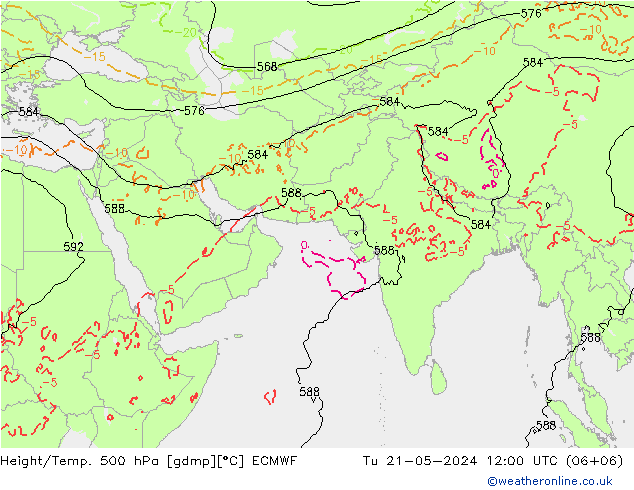 Z500/Rain (+SLP)/Z850 ECMWF 星期二 21.05.2024 12 UTC