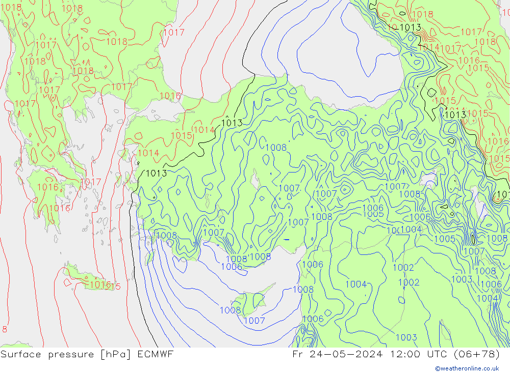 Pressione al suolo ECMWF ven 24.05.2024 12 UTC