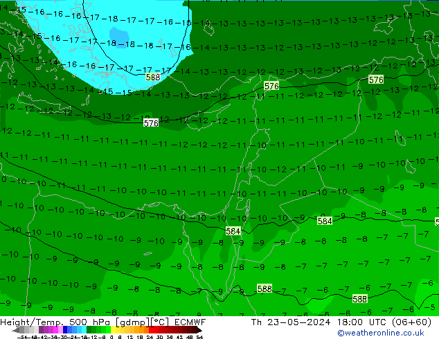 Z500/Rain (+SLP)/Z850 ECMWF Čt 23.05.2024 18 UTC