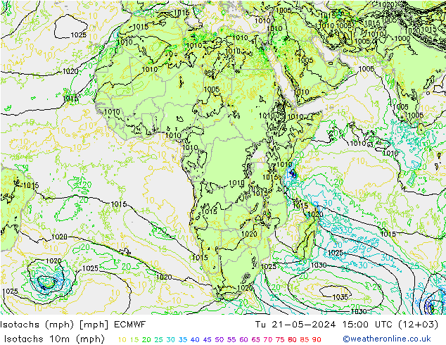 Isotachs (mph) ECMWF mar 21.05.2024 15 UTC