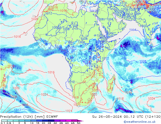 Precipitação (12h) ECMWF Dom 26.05.2024 12 UTC