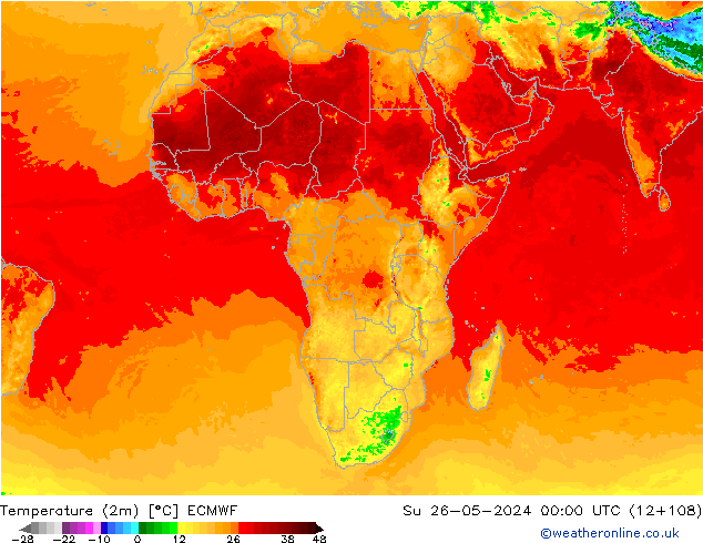 Temperature (2m) ECMWF Ne 26.05.2024 00 UTC