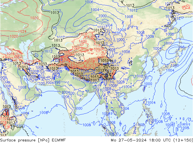 Surface pressure ECMWF Mo 27.05.2024 18 UTC