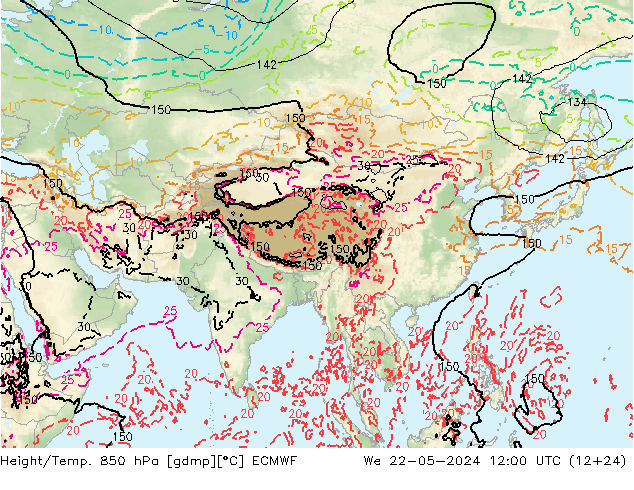 Z500/Regen(+SLP)/Z850 ECMWF wo 22.05.2024 12 UTC