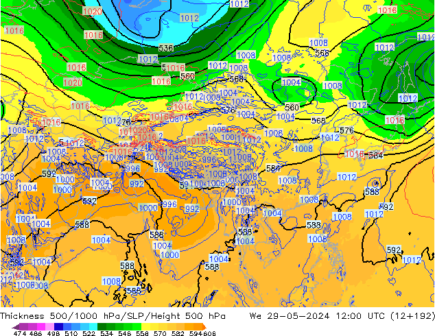 Thck 500-1000hPa ECMWF We 29.05.2024 12 UTC