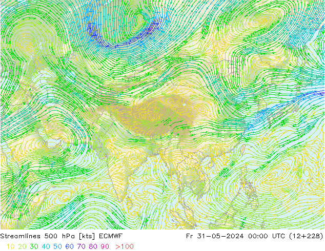 Streamlines 500 hPa ECMWF Fr 31.05.2024 00 UTC