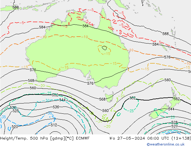 Z500/Rain (+SLP)/Z850 ECMWF lun 27.05.2024 06 UTC