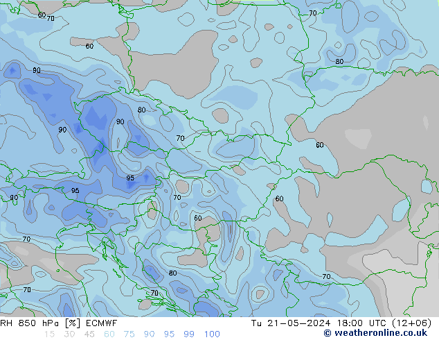 RH 850 hPa ECMWF mar 21.05.2024 18 UTC