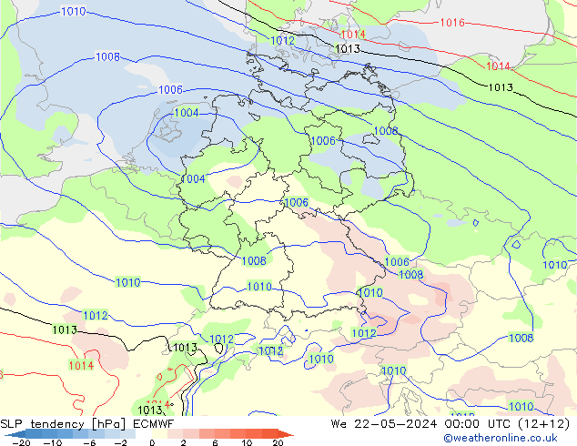 Drucktendenz ECMWF Mi 22.05.2024 00 UTC