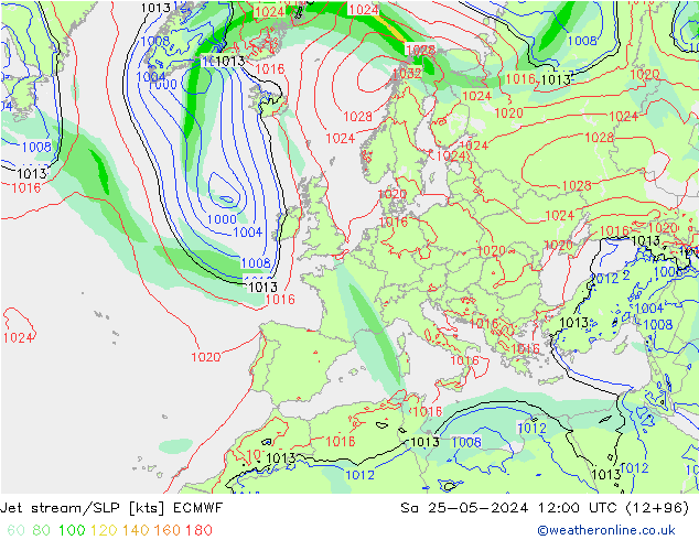 Jet stream/SLP ECMWF So 25.05.2024 12 UTC