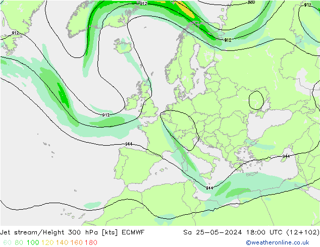 Corriente en chorro ECMWF sáb 25.05.2024 18 UTC