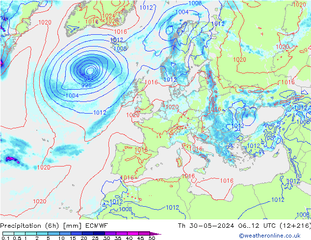 Z500/Yağmur (+YB)/Z850 ECMWF Per 30.05.2024 12 UTC