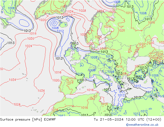 Luchtdruk (Grond) ECMWF di 21.05.2024 12 UTC
