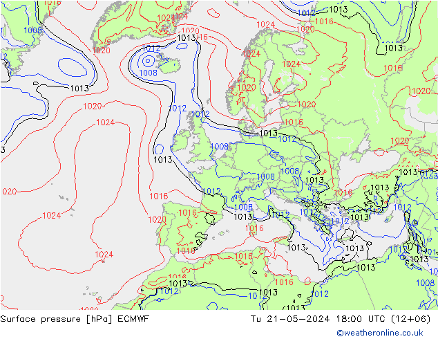 pressão do solo ECMWF Ter 21.05.2024 18 UTC