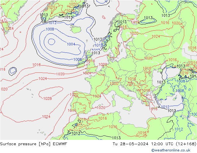 Presión superficial ECMWF mar 28.05.2024 12 UTC
