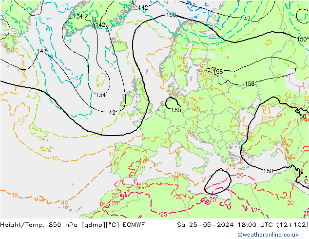 Height/Temp. 850 hPa ECMWF  25.05.2024 18 UTC