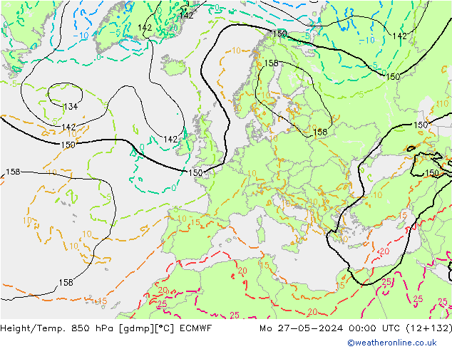 Height/Temp. 850 hPa ECMWF Mo 27.05.2024 00 UTC