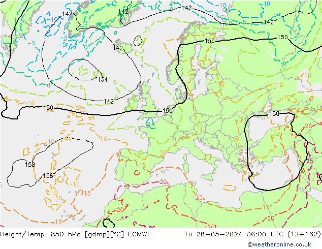 Height/Temp. 850 hPa ECMWF Tu 28.05.2024 06 UTC