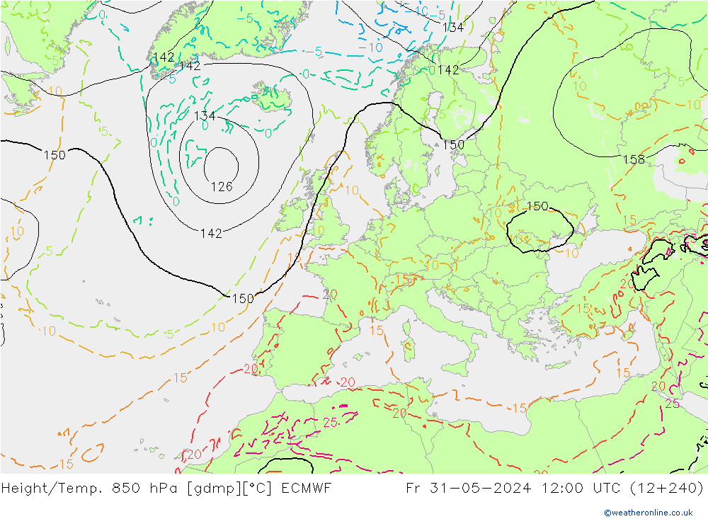 Height/Temp. 850 hPa ECMWF  31.05.2024 12 UTC