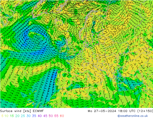Surface wind ECMWF Mo 27.05.2024 18 UTC