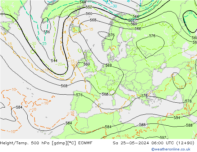 Z500/Regen(+SLP)/Z850 ECMWF za 25.05.2024 06 UTC