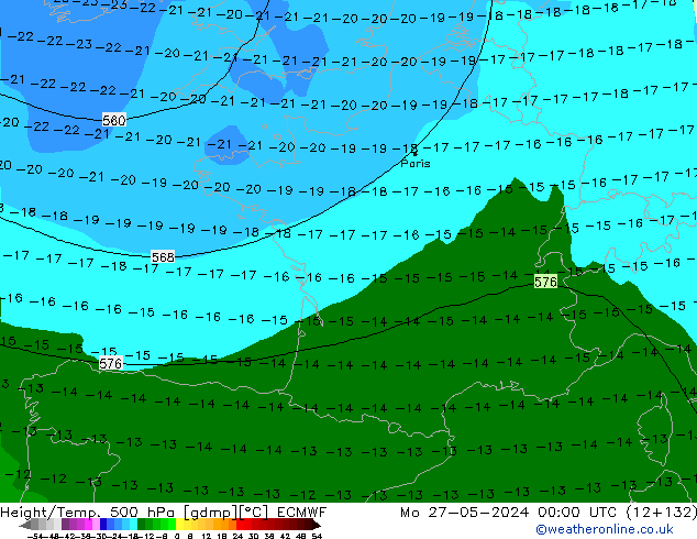 Z500/Rain (+SLP)/Z850 ECMWF Po 27.05.2024 00 UTC