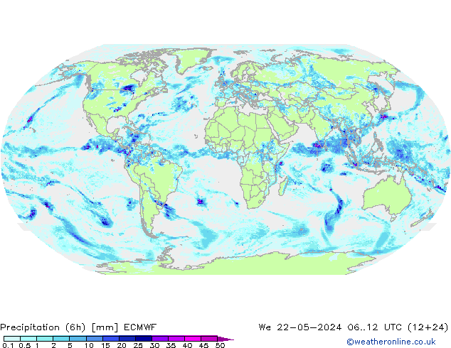 Z500/Rain (+SLP)/Z850 ECMWF Mi 22.05.2024 12 UTC