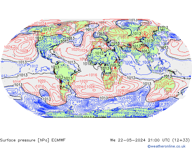 pression de l'air ECMWF mer 22.05.2024 21 UTC