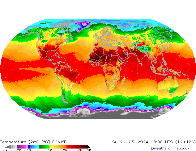 Temperatura (2m) ECMWF Dom 26.05.2024 18 UTC