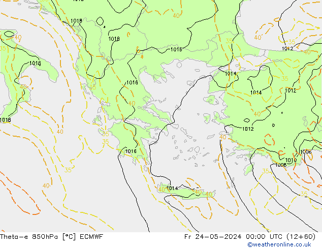 Theta-e 850hPa ECMWF Fr 24.05.2024 00 UTC